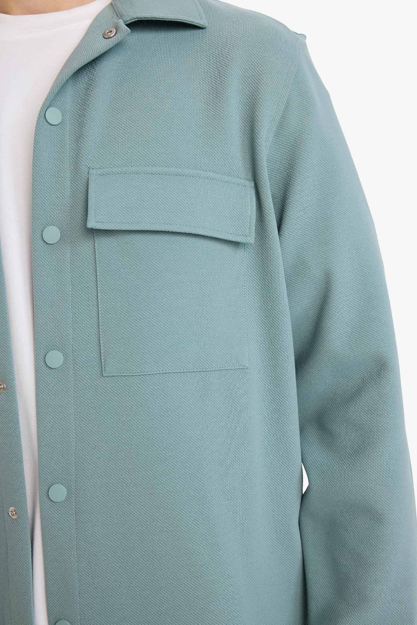 MAN Mat Yeşil Regular Fit Long Sleeve Overshirt