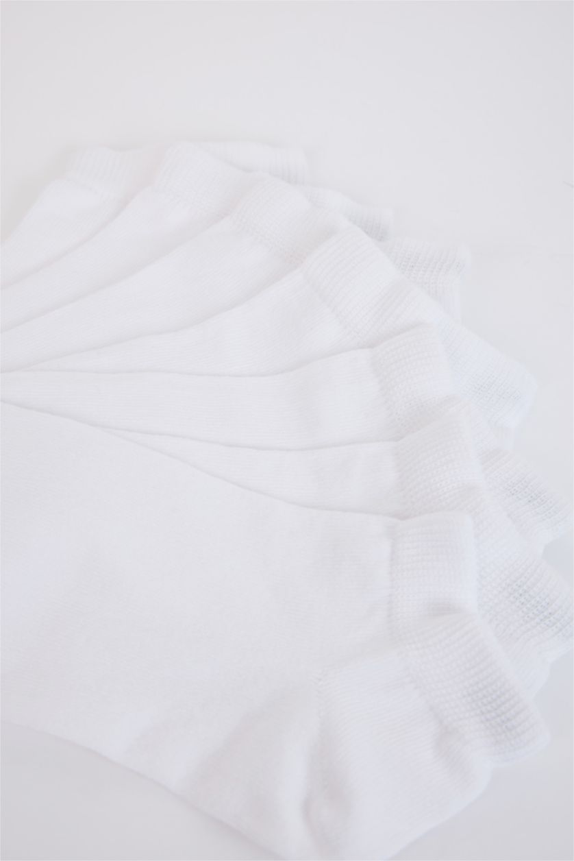 Erkek Beyaz Erkek Basıc Düz 7'li Pamuklu Patik Çorap