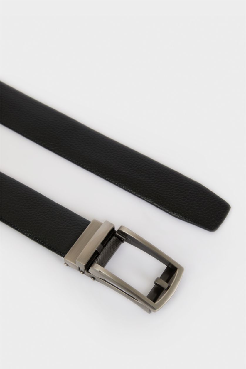 Erkek Siyah Erkek Dikdörtgen Toka Günlük Kemer