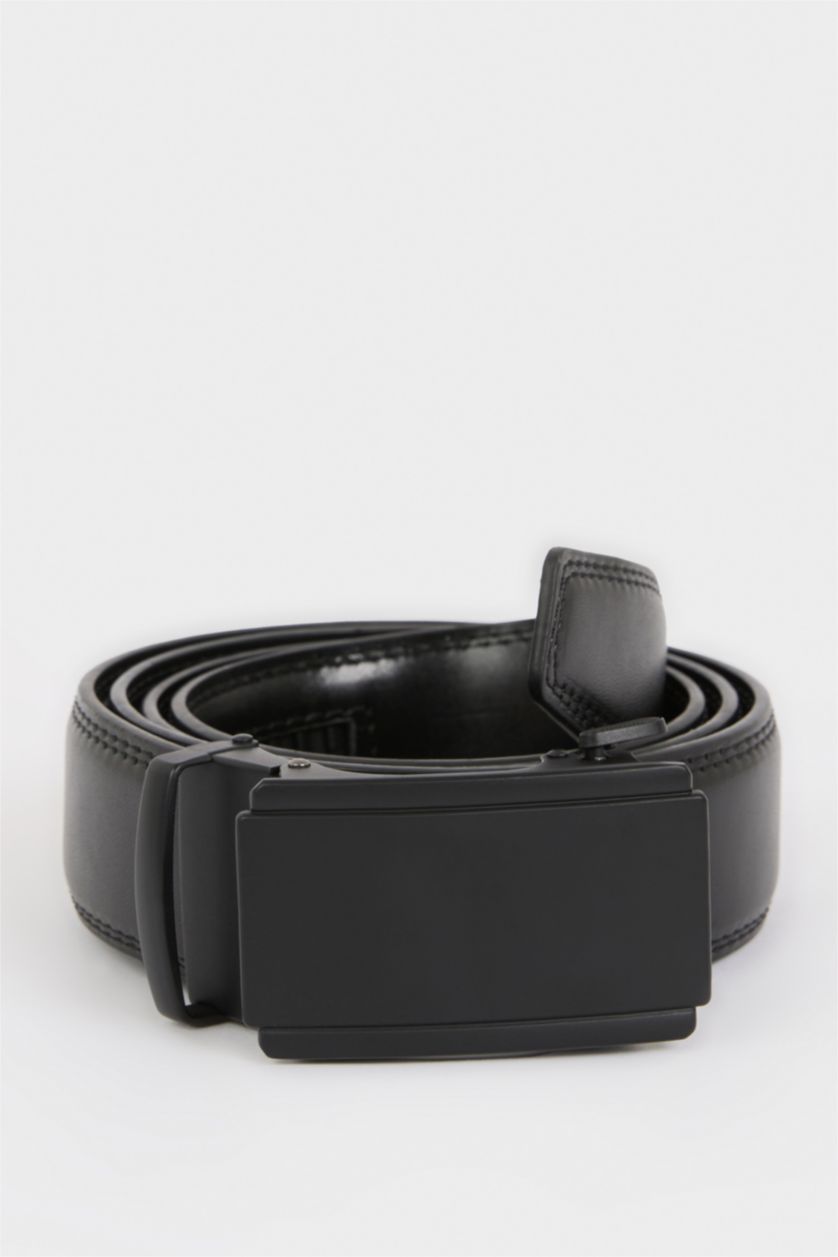 Erkek Siyah Erkek Dikdörtgen Toka Jean Kemeri