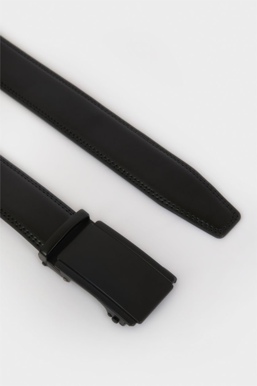 Erkek Siyah Erkek Dikdörtgen Toka Jean Kemeri