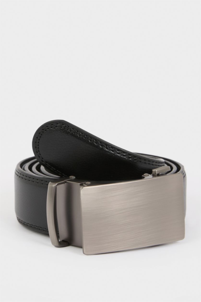 Erkek Siyah Erkek Dikdörtgen Toka Jean Kemeri