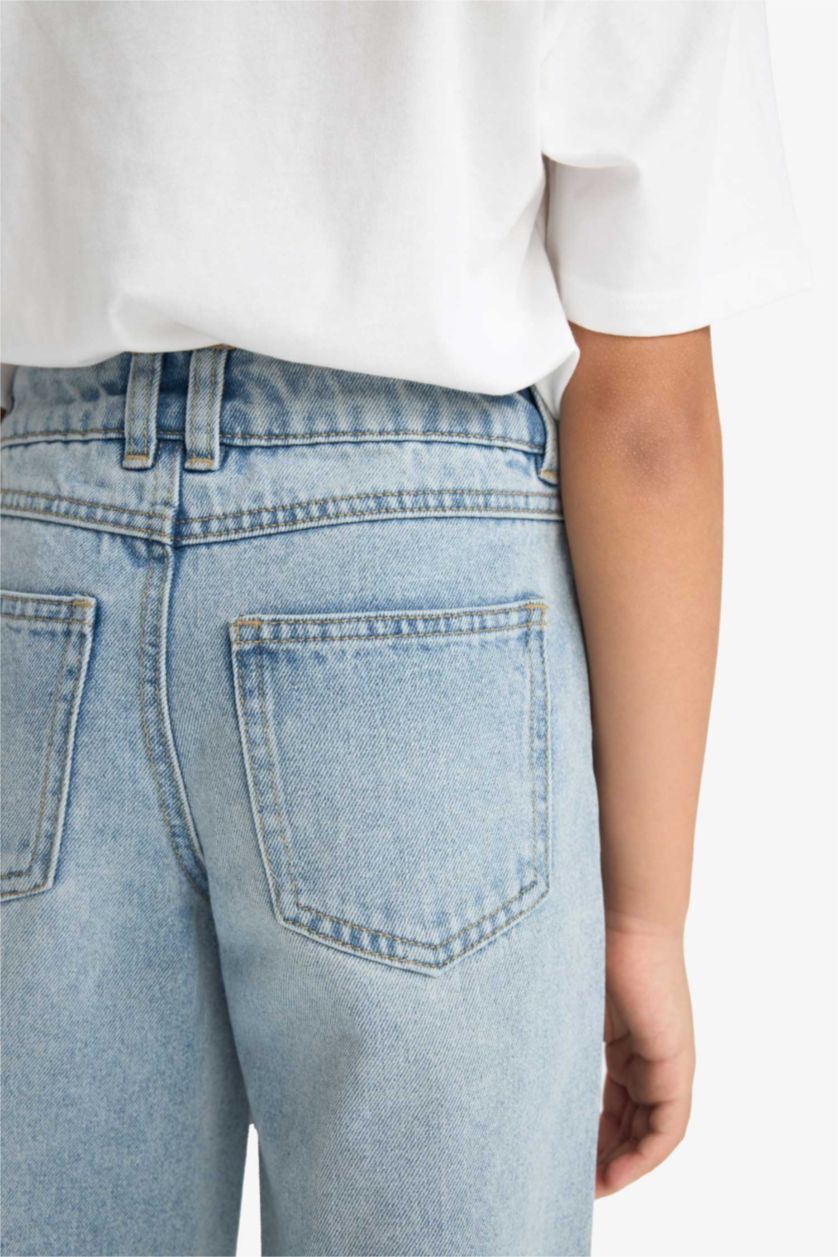 Девочки и подростки Светло-синий Девочка Wide Leg широкие джинсы