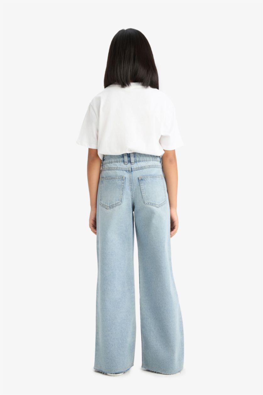 Девочки и подростки Светло-синий Девочка Wide Leg широкие джинсы