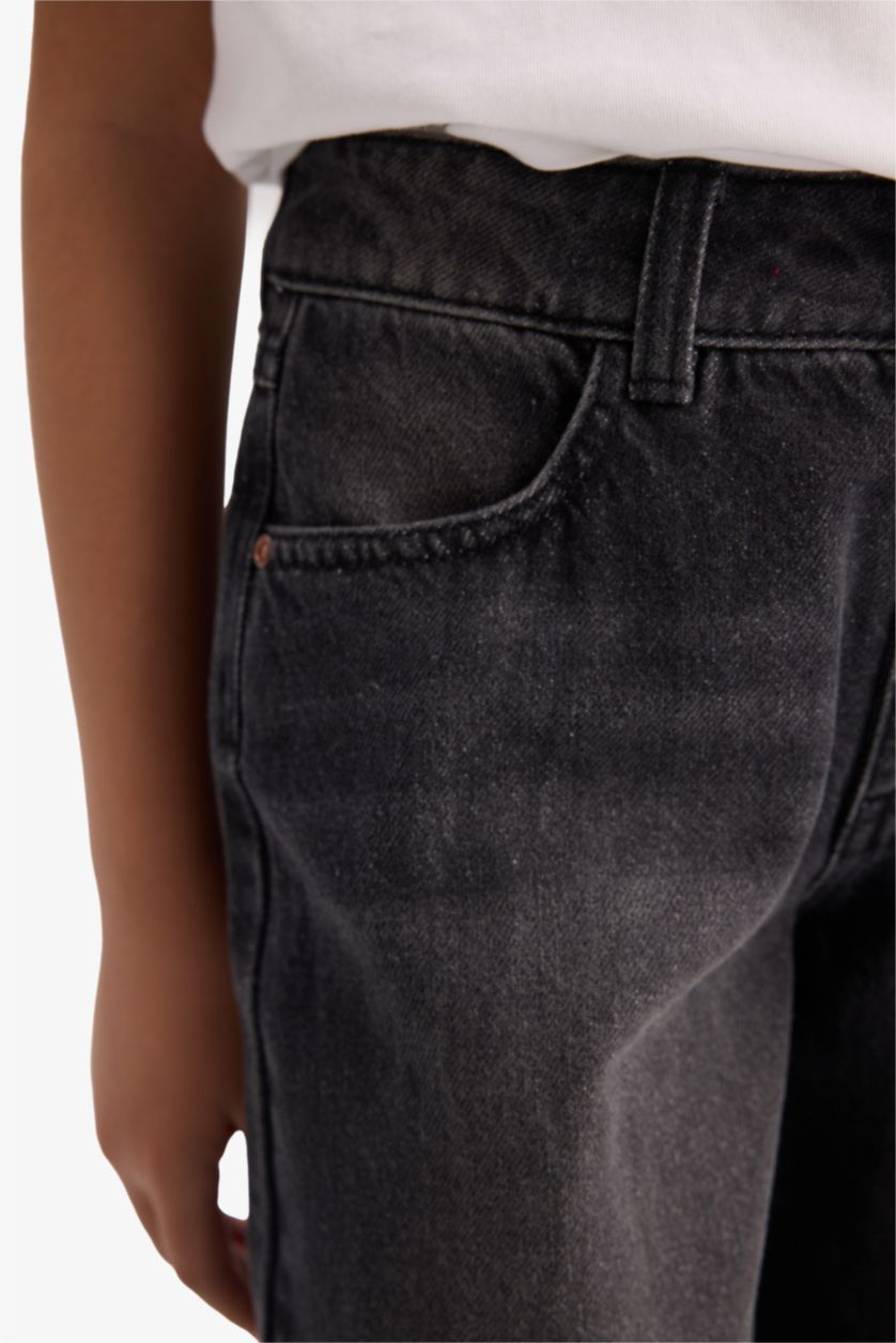 بنات أنثرا بنطرون جينز بناتي وايد ليج برجل واسع بجيب