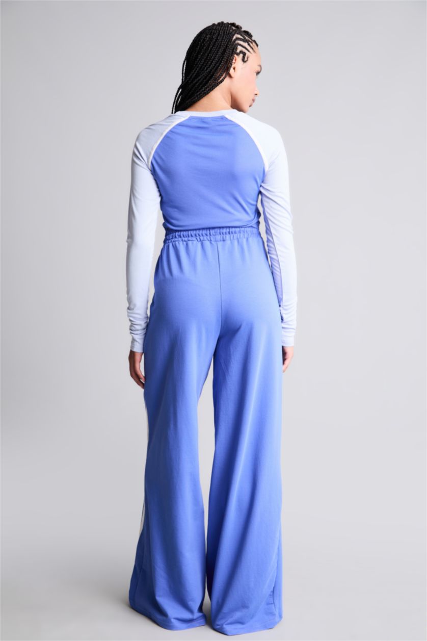 Kadın Saks Wide Leg Eşofman Altı