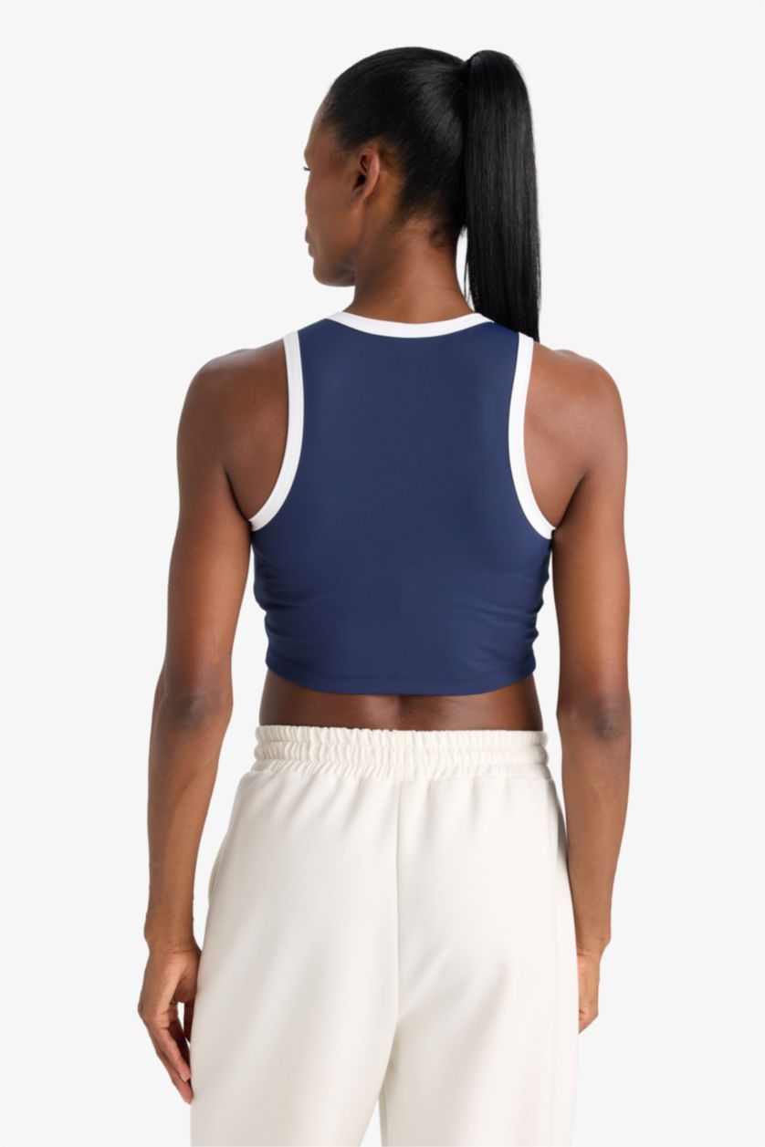 WOMAN NAVY DeFactoFit Crew Neck Sports Crop Top