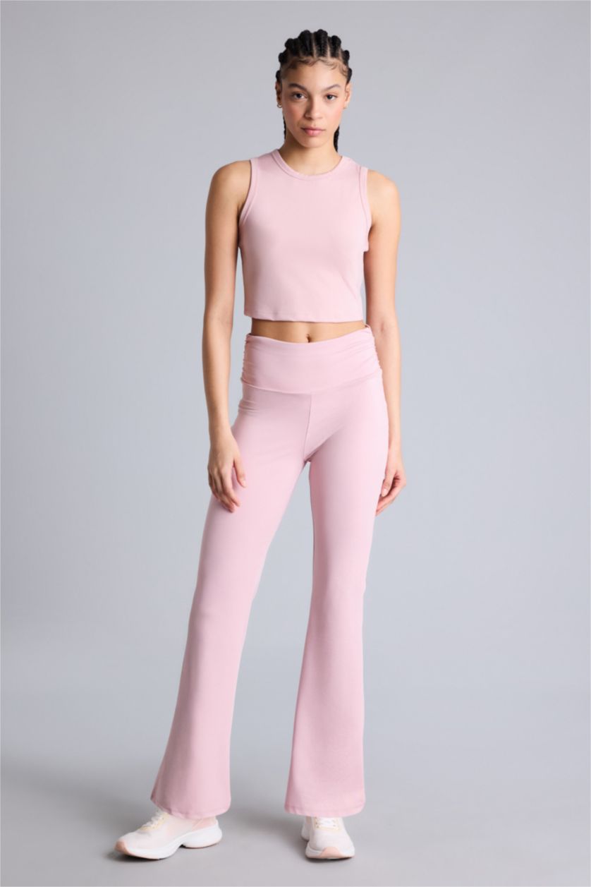 Kadın Gülkurusu Crop Top Bisiklet Yaka Sporcu Atlet