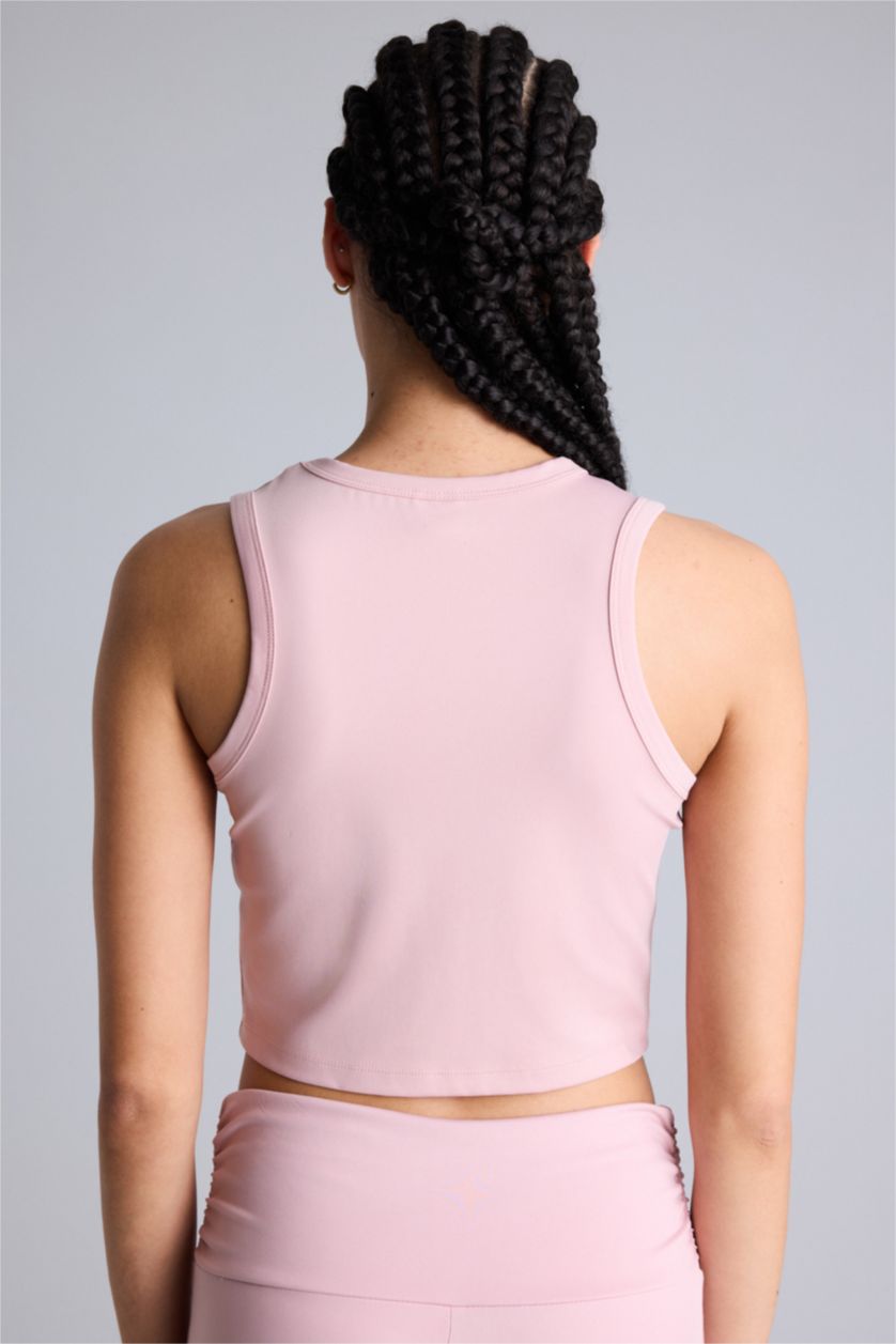 Kadın Gülkurusu Crop Top Bisiklet Yaka Sporcu Atlet