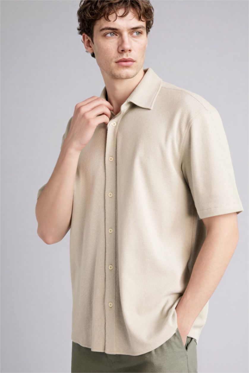 رجالي نعناع Regular Fit Polo Collar Jersey Short Sleeve Shirt