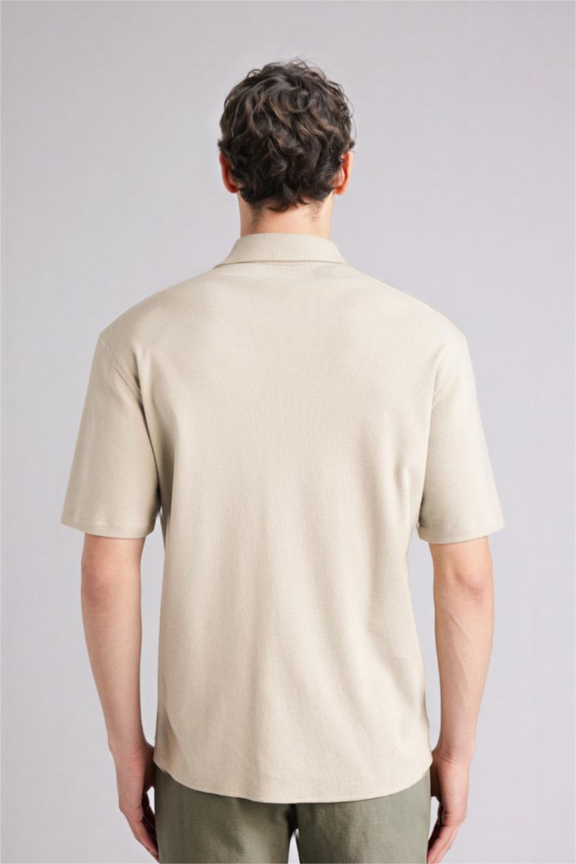 رجالي نعناع Regular Fit Polo Collar Jersey Short Sleeve Shirt