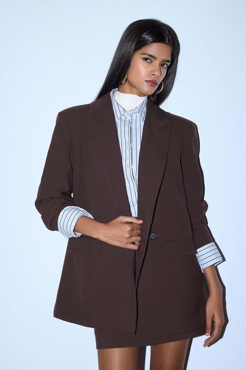 Kadın Kahve Oversize Blazer Ceket