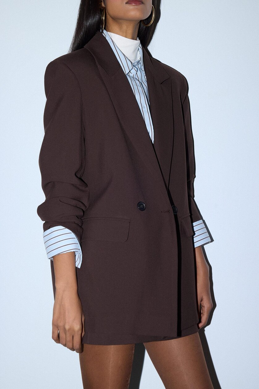 Kadın Kahve Oversize Blazer Ceket