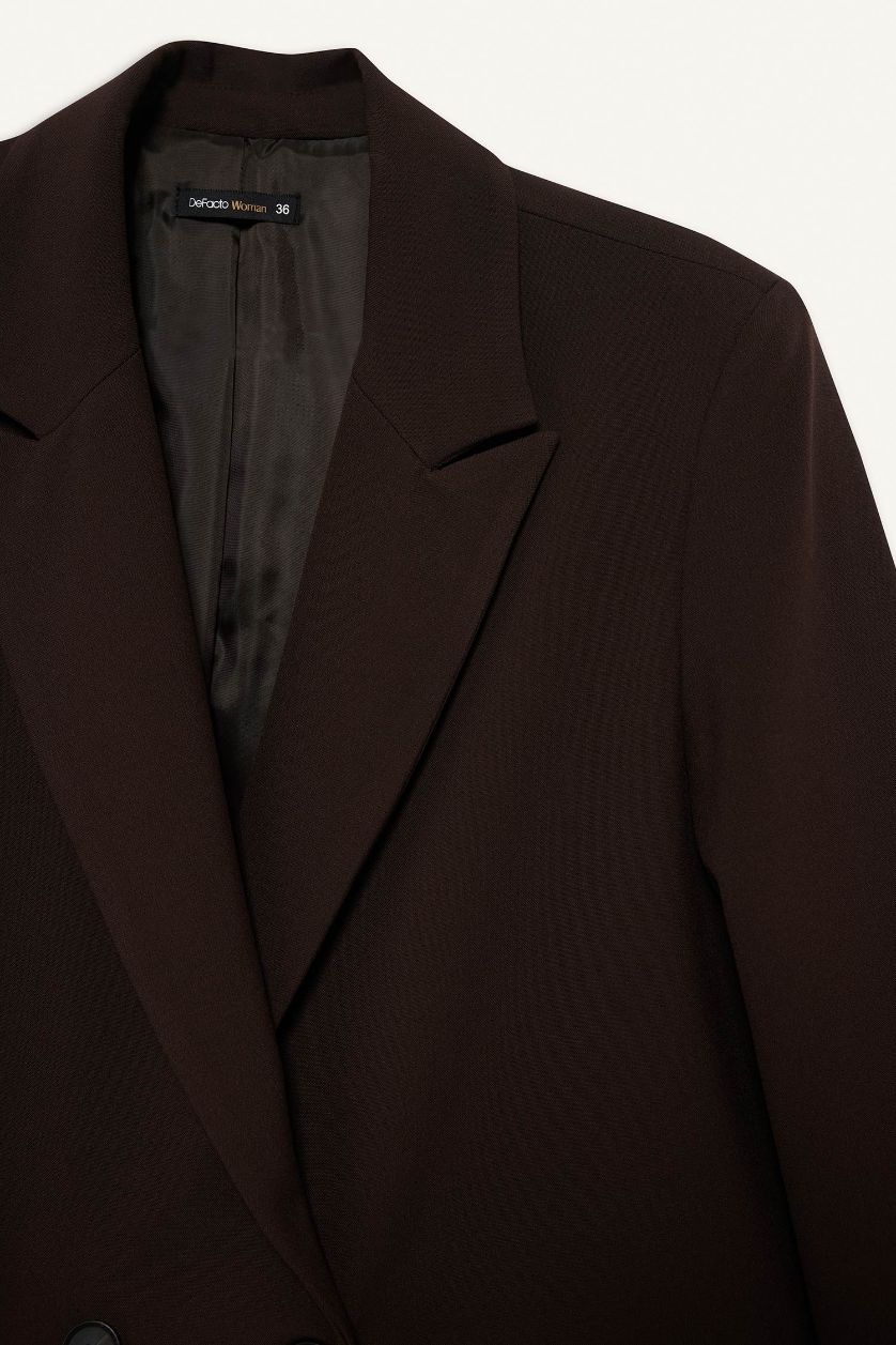 نساء بني فيست بليزر اوفر سايز برقبة بليزر