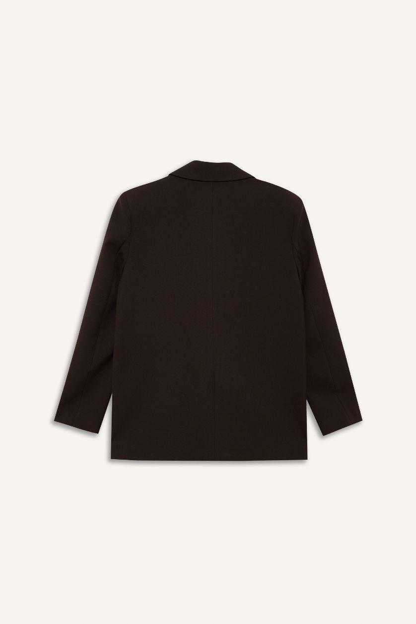 نساء بني فيست بليزر اوفر سايز برقبة بليزر