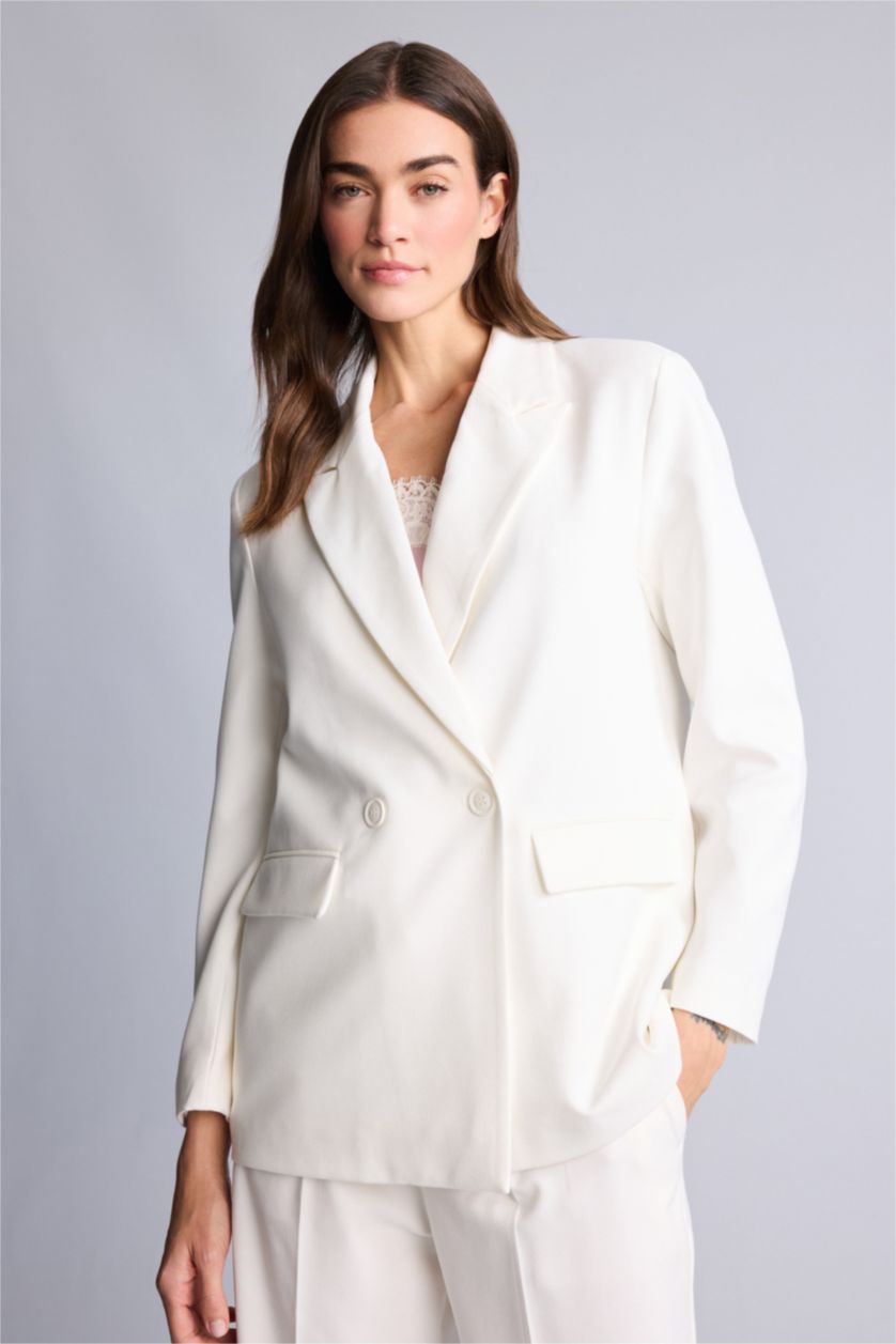 Kadın Kırık Beyaz Oversıze Blazer Ceket