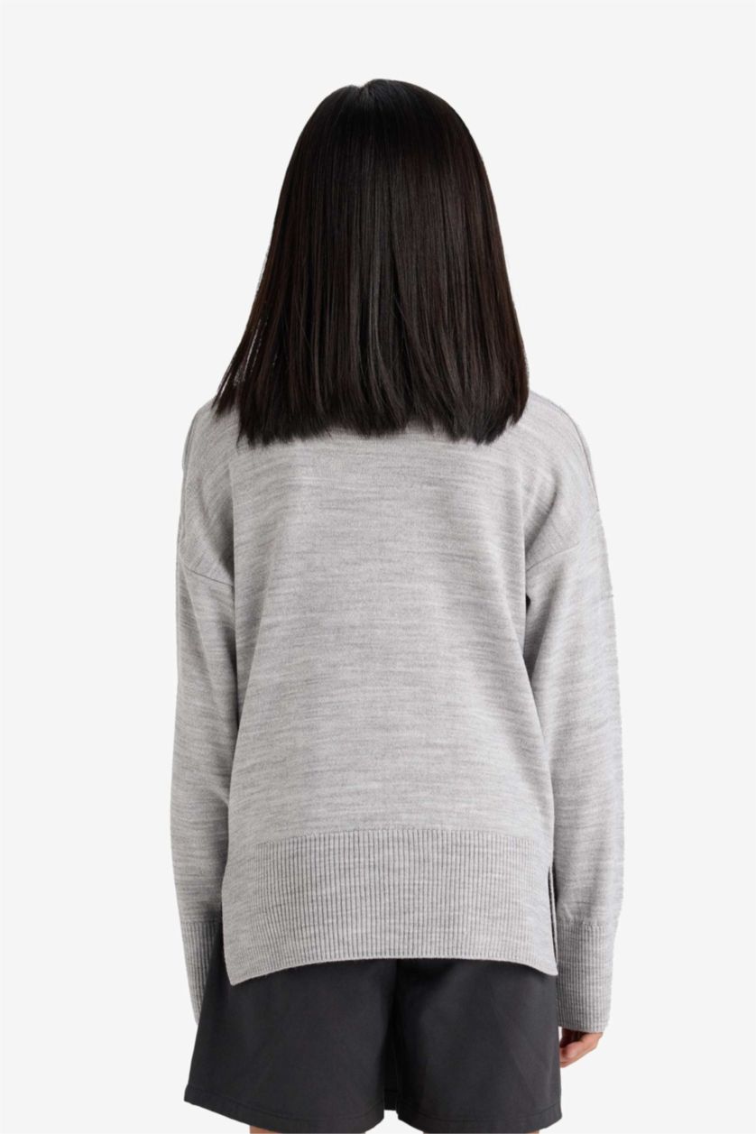 Қыздар Және Жасөспірімдер Ашық Сұр Меланж Қыздарға үлкен пішім Пулловер