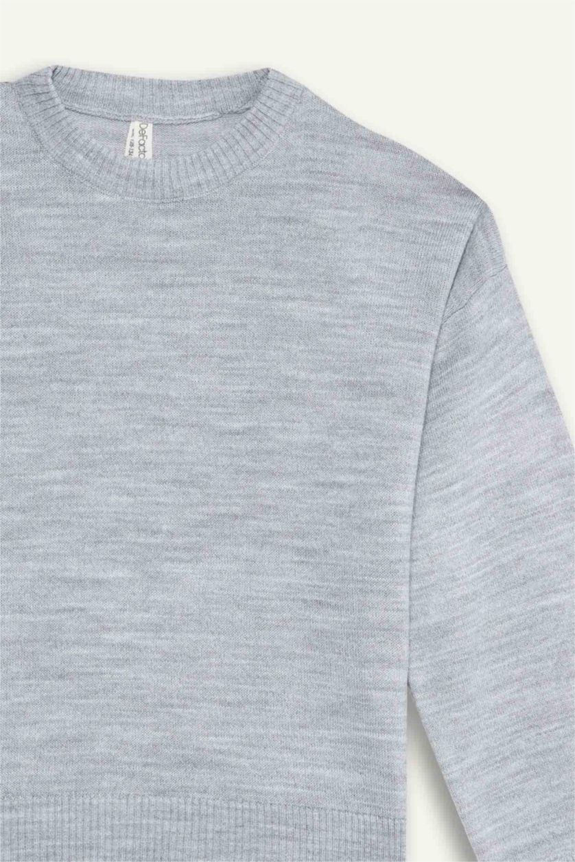 Қыздар Және Жасөспірімдер Ашық Сұр Меланж Қыздарға үлкен пішім Пулловер