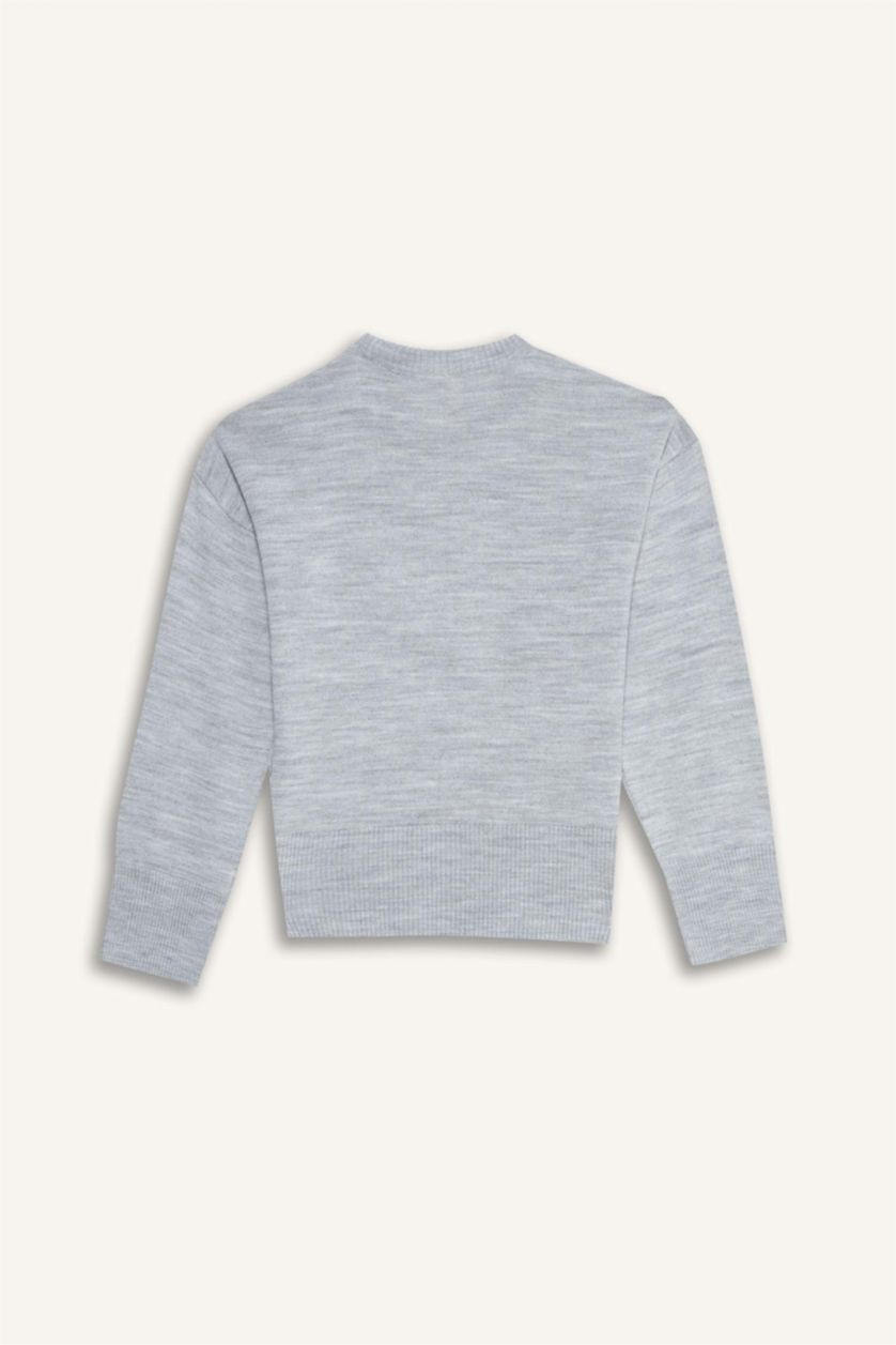 Қыздар Және Жасөспірімдер Ашық Сұр Меланж Қыздарға үлкен пішім Пулловер