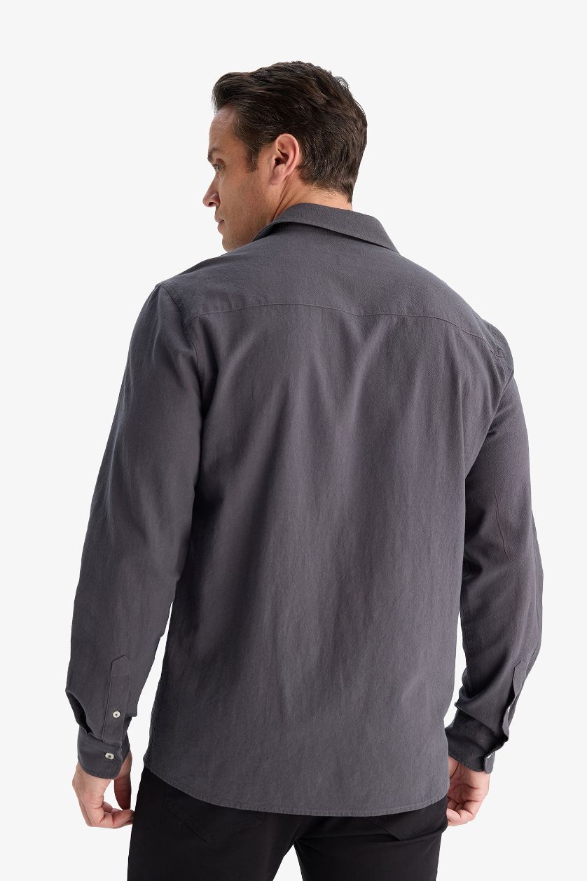 Erkek Antrasit %100 Pamuk Gömlek