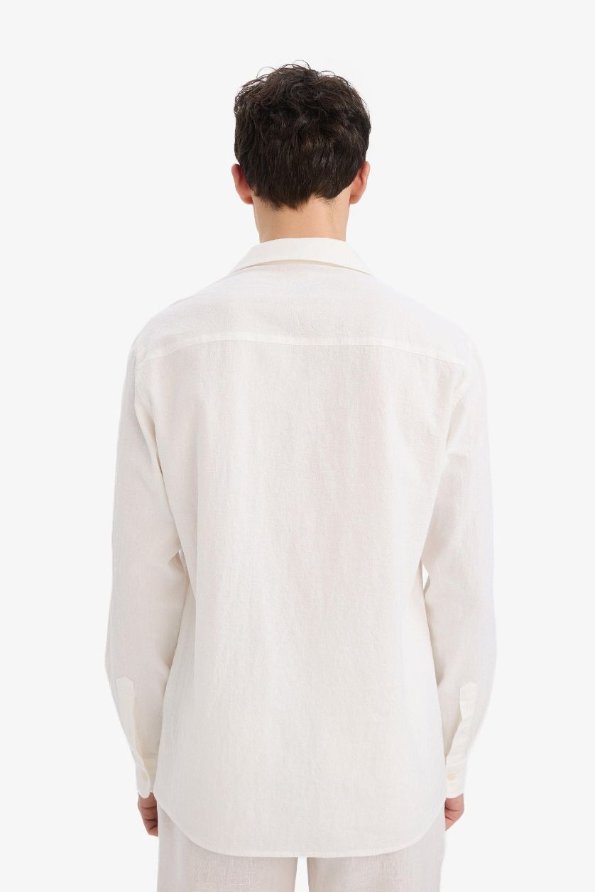 Erkek Ekru %100 Pamuk Gömlek