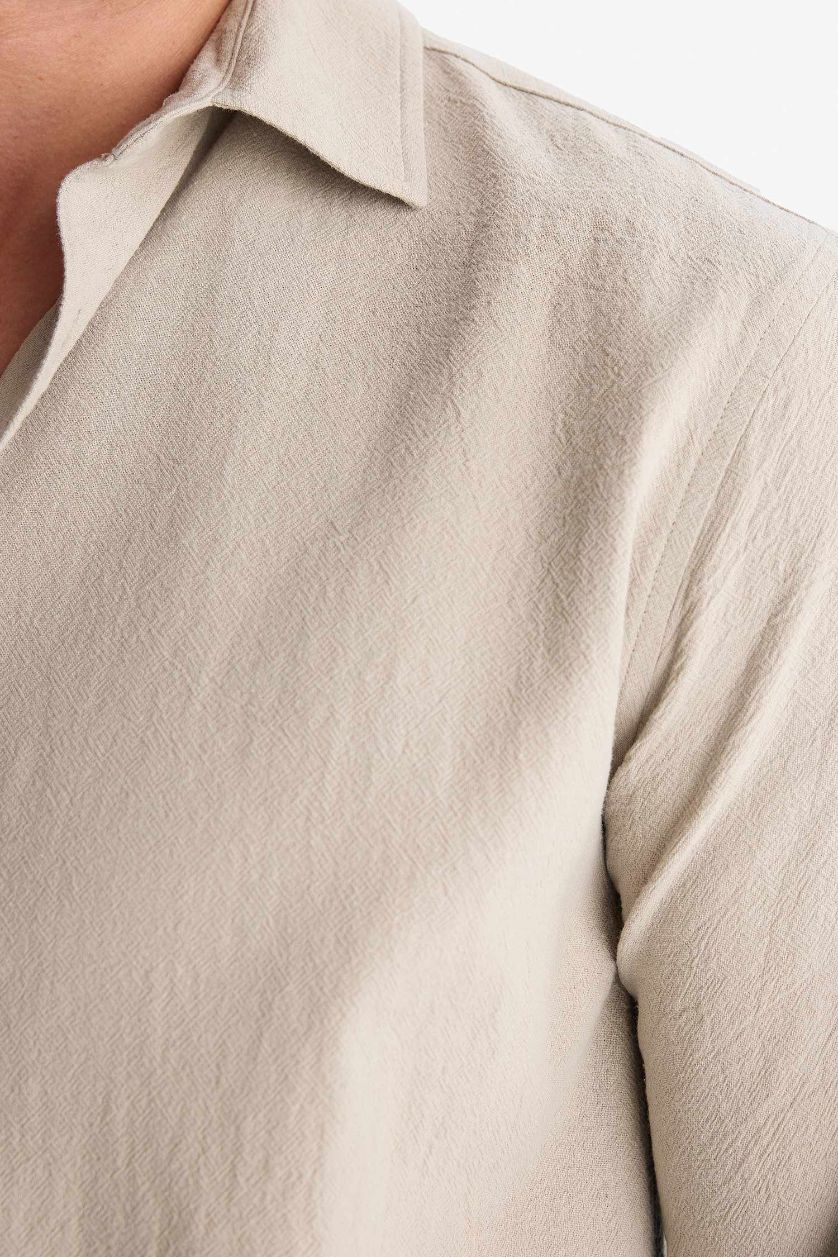 Erkek Açık Haki %100 Pamuk Gömlek