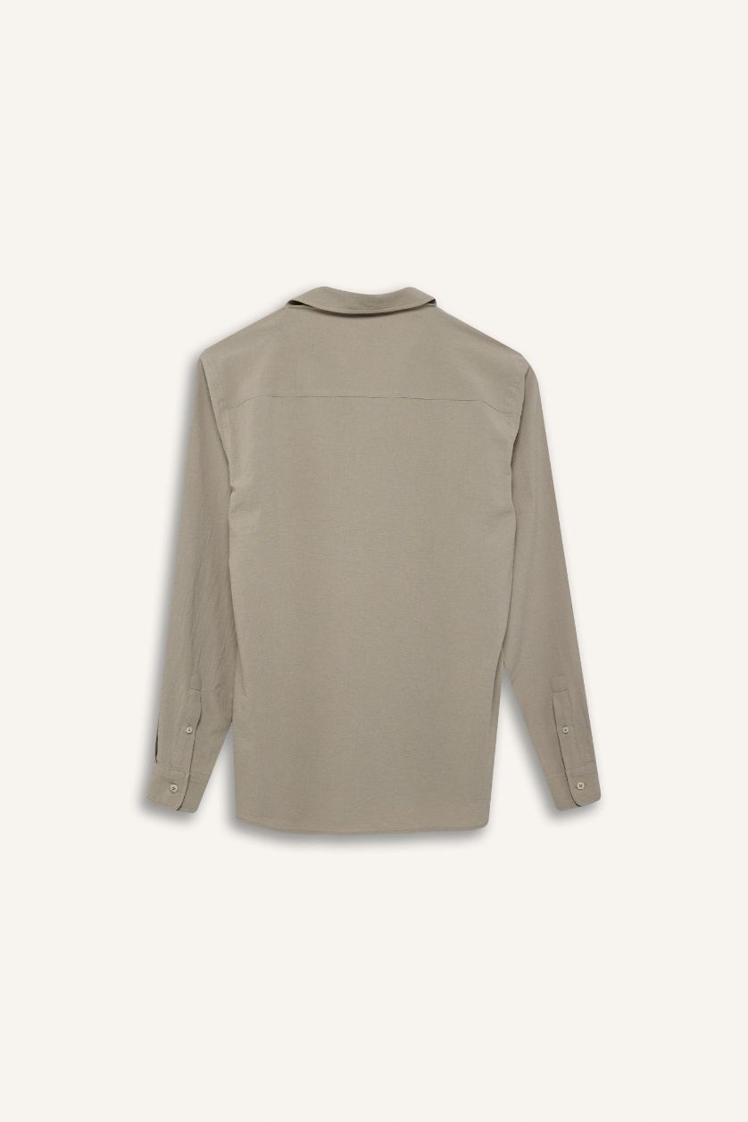Erkek Açık Haki %100 Pamuk Gömlek