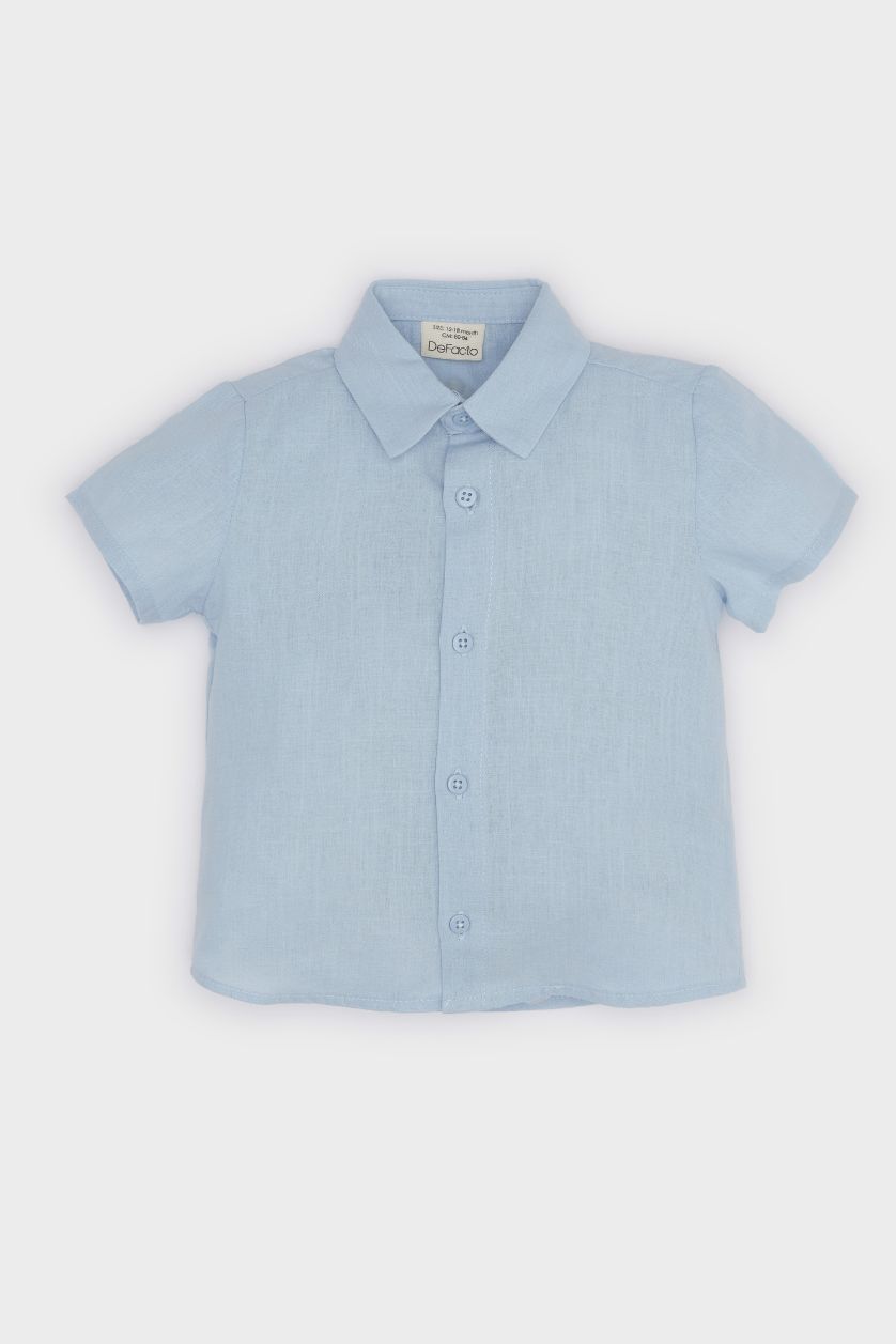 طفل صغير أزرق فاتح قميص نص كم اولادي مطبوع قصة عادية