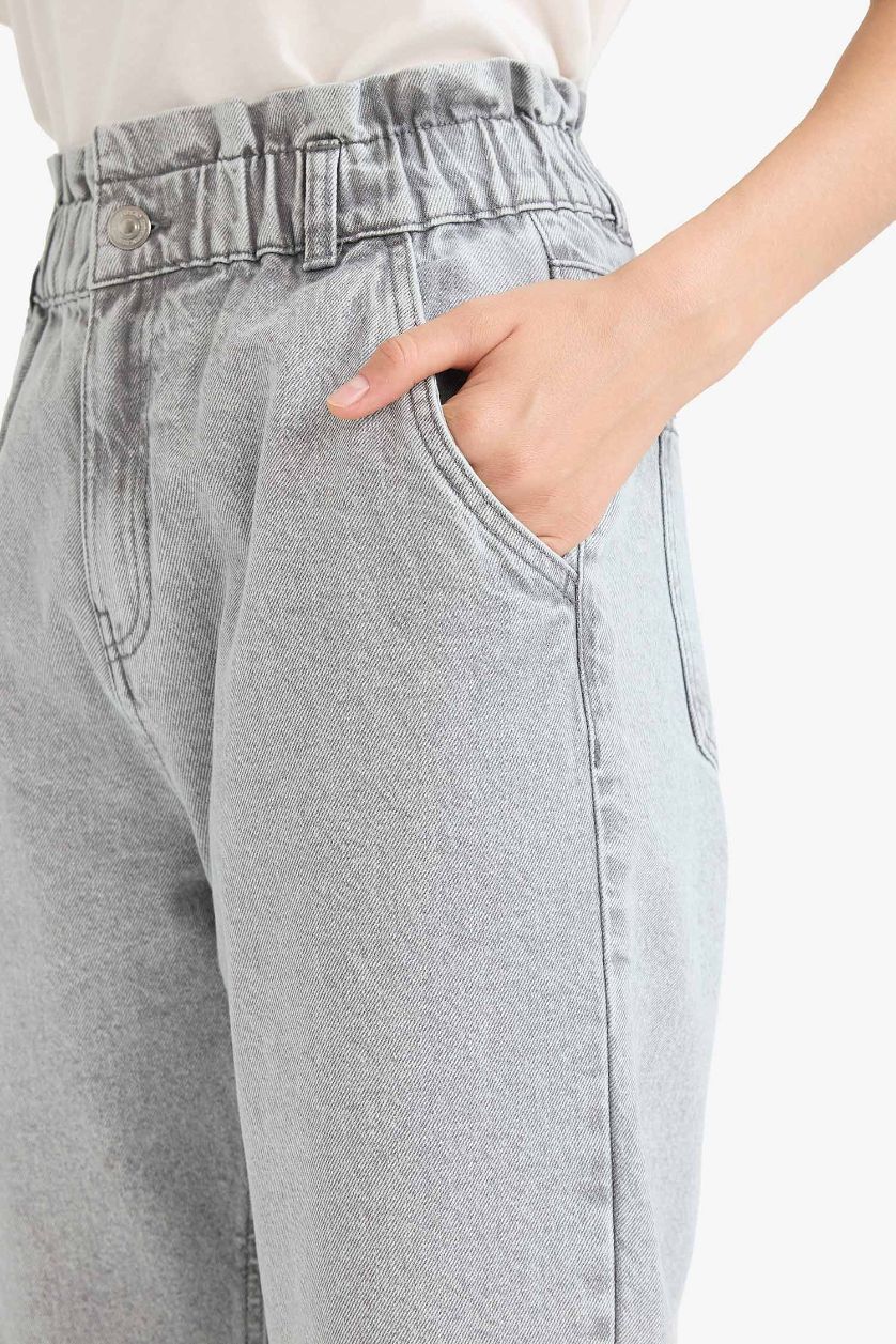 حريمي رمادي بنطلون جينز بيبرباج برجل عادية وخصر عالي