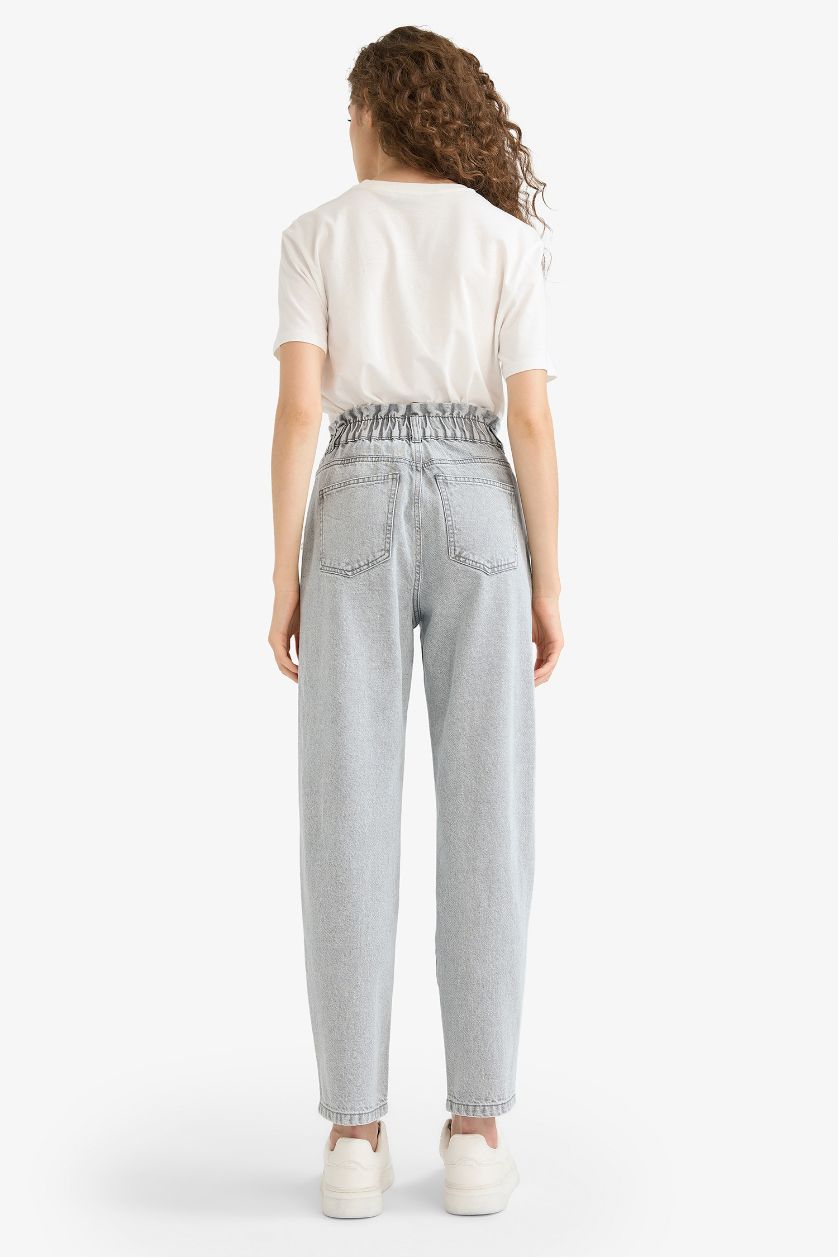 حريمي رمادي بنطلون جينز بيبرباج برجل عادية وخصر عالي