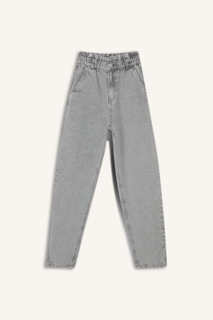 حريمي رمادي بنطلون جينز بيبرباج برجل عادية وخصر عالي