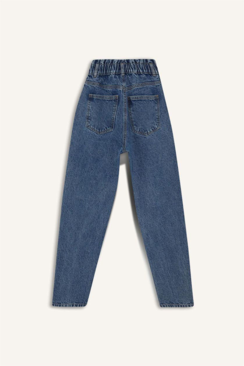 Женщины Голубрй Джинсы с высокой талией, прямым кроем и эффектом "мороженого"