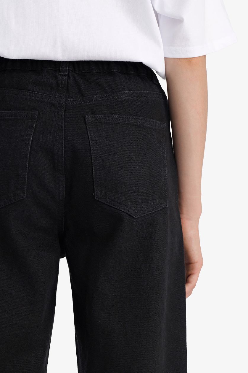 WOMAN Black Paperbag High Waist Straight Leg Jeans