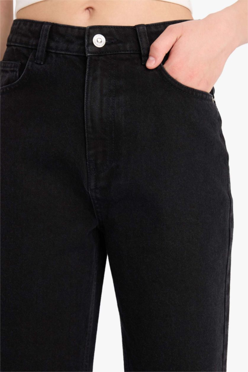 Женщины Черный Джинсы с высокой талией, прямым кроем и длинными брюками, 90-х годов