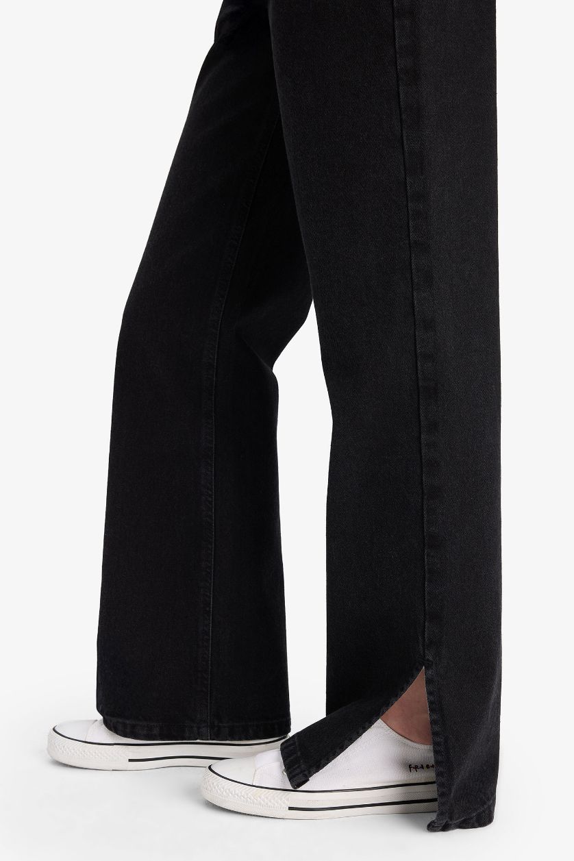 Женщины Черный Джинсы с высокой талией, прямым кроем и длинными брюками, 90-х годов