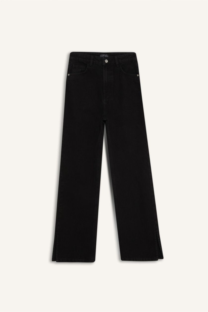 Женщины Черный Джинсы с высокой талией, прямым кроем и длинными брюками, 90-х годов