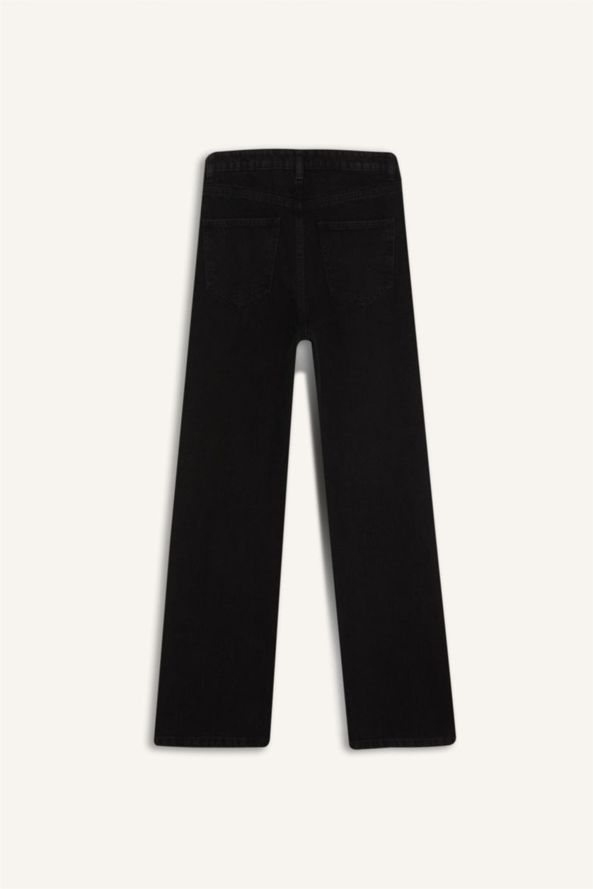 Женщины Черный Джинсы с высокой талией, прямым кроем и длинными брюками, 90-х годов