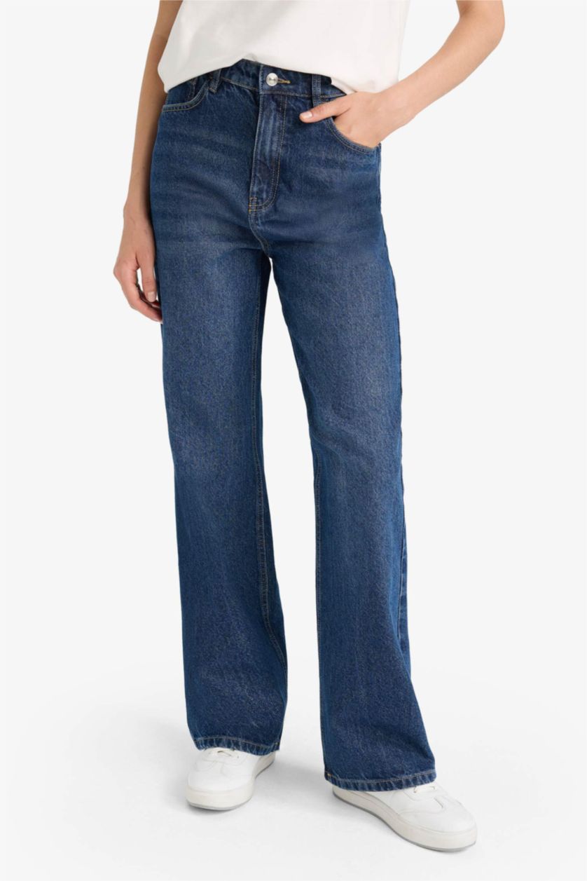 Женщины Темно-голубой High Waist Trousers