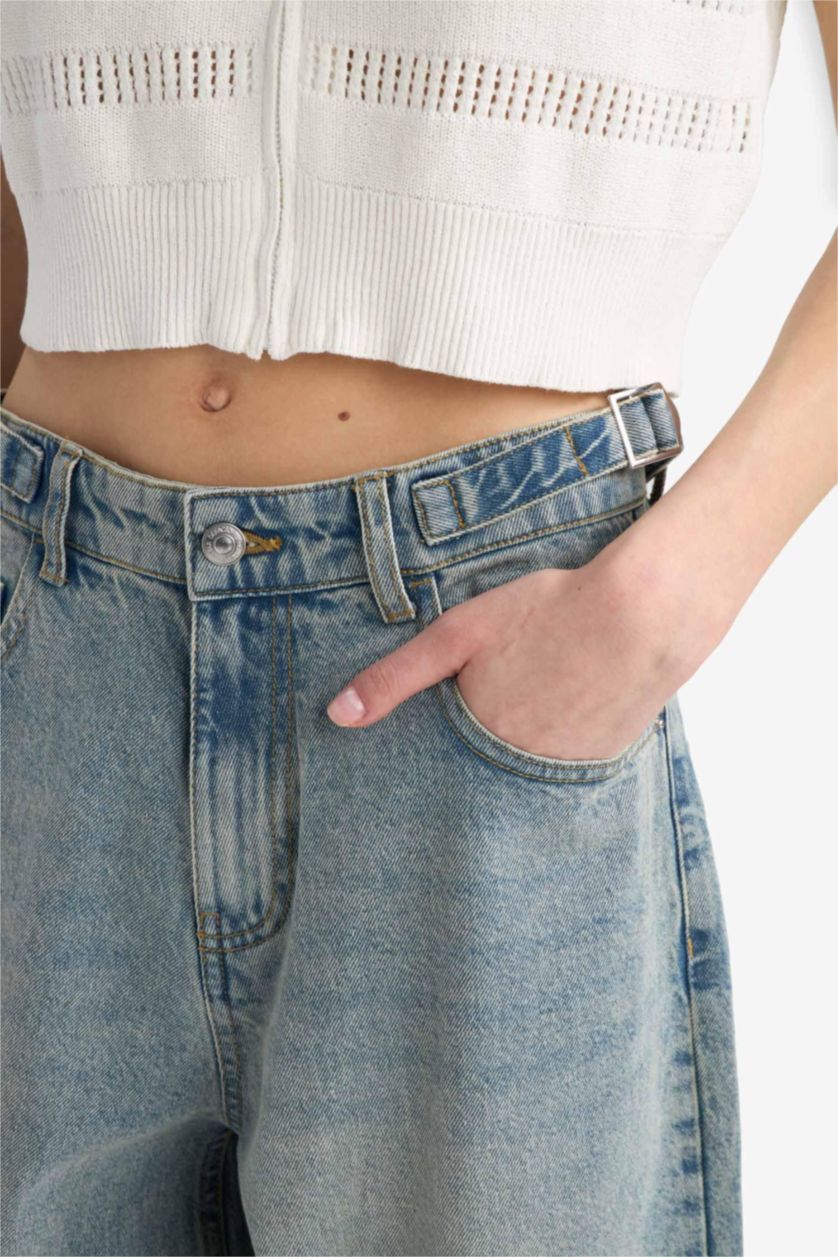 WOMAN Light Indigo Carpenter Fit High Waist Denim Look Trousers