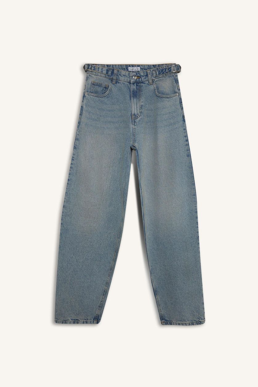 WOMAN Light Indigo Carpenter Fit High Waist Denim Look Trousers