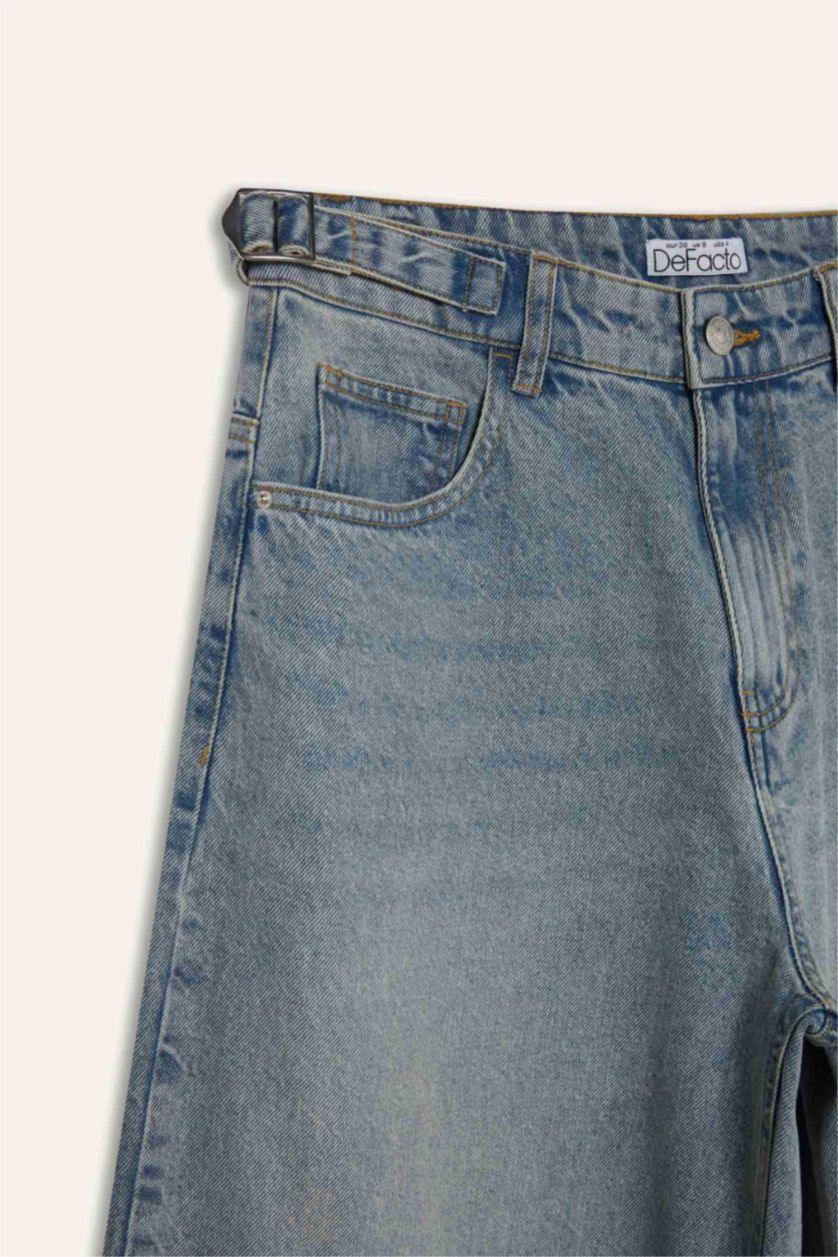 WOMAN Light Indigo Carpenter Fit High Waist Denim Look Trousers