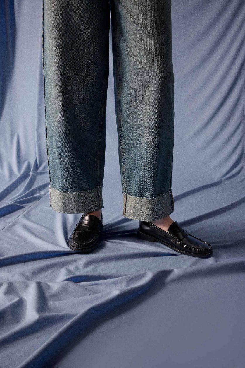 WOMAN Blue Baggy Fit High Waist Straight Leg Jeans