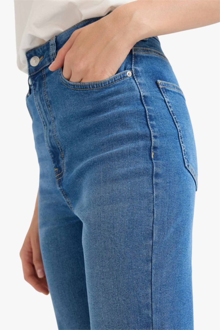 WOMAN Blue Slim Flare Fit High Waist Long Jeans