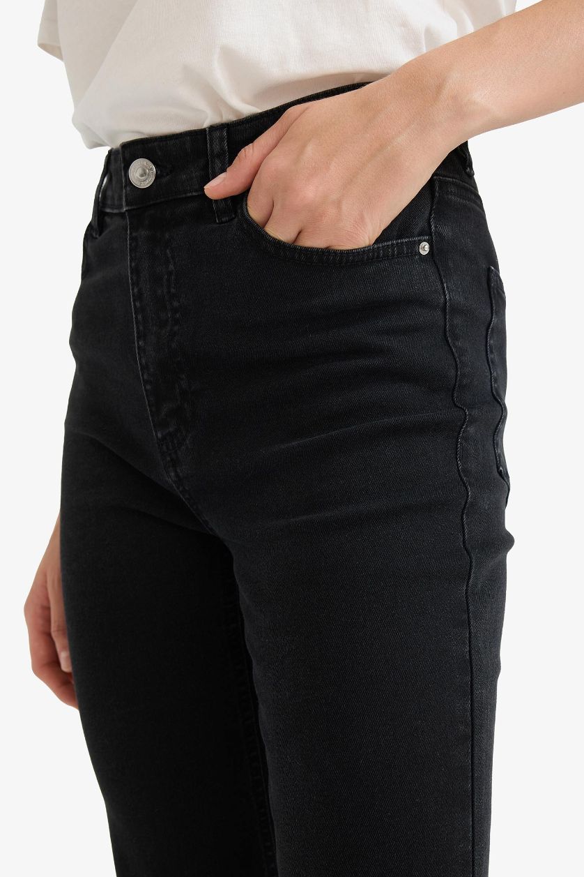 حريمي أسود بنطلون جينز ميا برجل عادية وخصر عالي