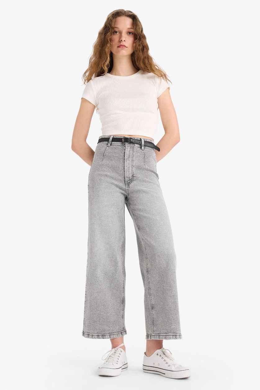 WOMAN Grey Culotte High Waist Straight Leg Jeans