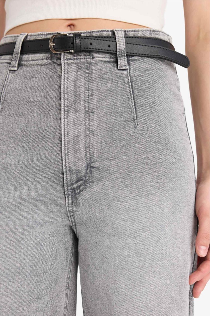 WOMAN Grey Culotte High Waist Straight Leg Jeans