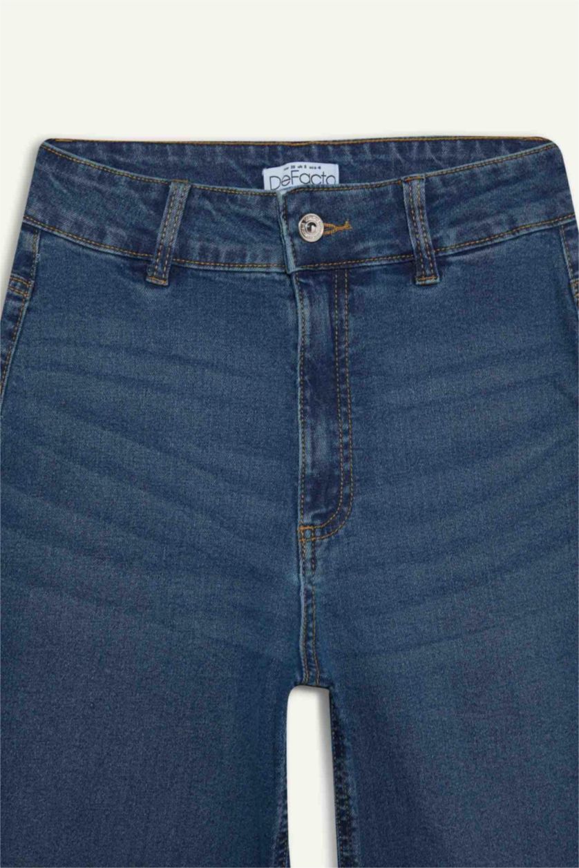 WOMAN Dark Blue Culotte High Waist Straight Leg Jeans