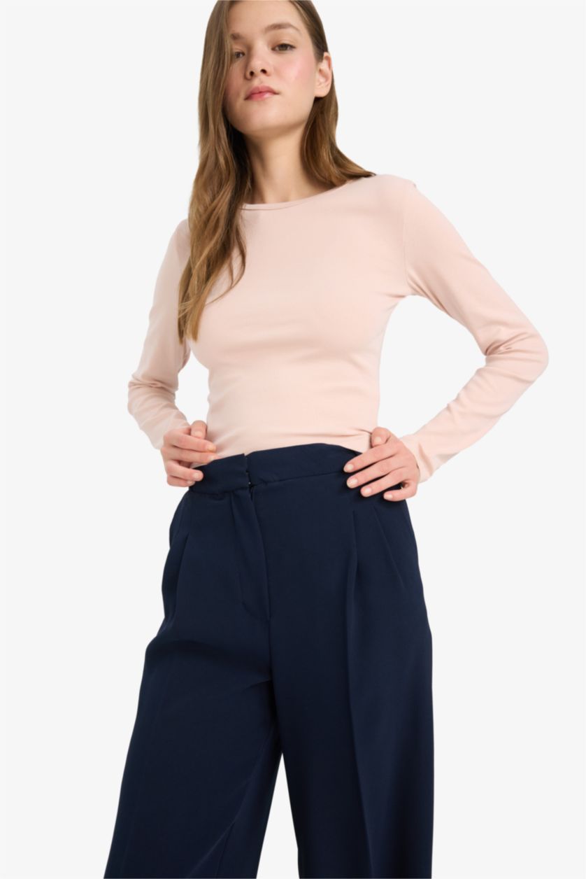 WOMAN Rose Fitted Crew Neck Ribbed T-Shirt