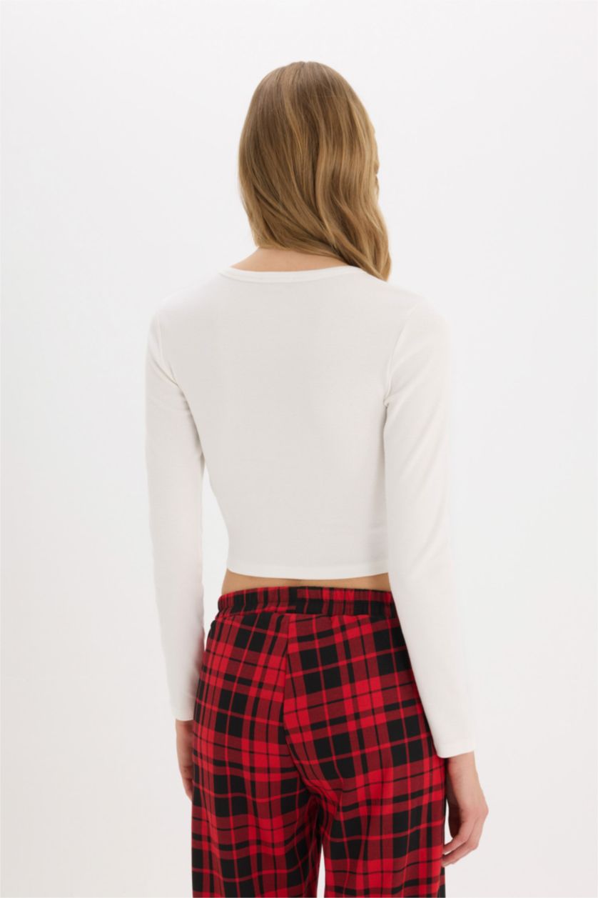 WOMAN White Slim Fit Ribana Long Sleeve T-Shirt
