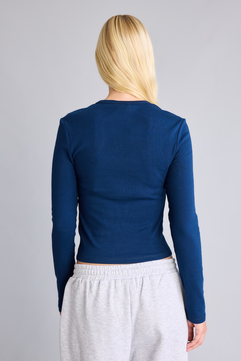 Woman NAVY Slim Fit Ribana Long Sleeve T-Shirt
